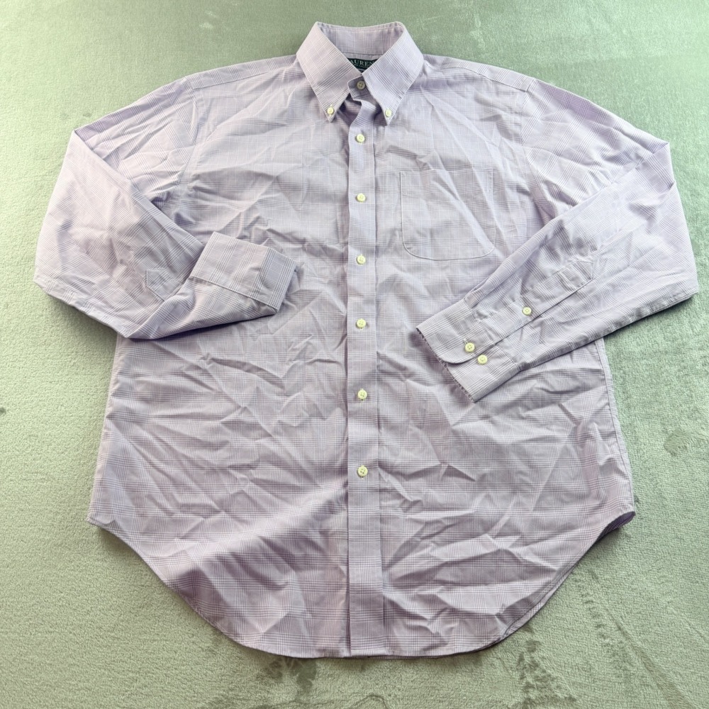 Lauren Ralph Lauren Men's Classic Fit Non Iron Shirt Purple Plaid 16 34/35